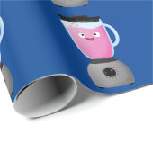 かわいいハッピーフードミキサーの台所用品の漫画 ラッピングペーパー (ロールコーナー)