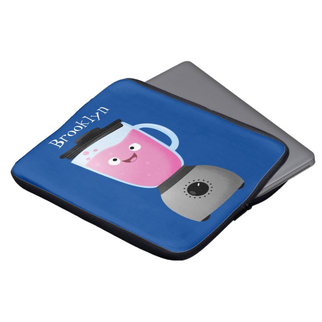 かわいいハッピーフードミキサーの台所用品の漫画 ラップトップスリーブ (正面上部)