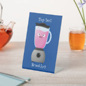 かわいいハッピーフードミキサーの台所用品の漫画 台座サイン (インサイチュ)