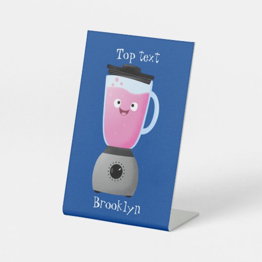 かわいいハッピーフードミキサーの台所用品の漫画 台座サイン (正面)