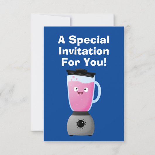 かわいいハッピーフードミキサーの台所用品の漫画 招待状 (裏面)