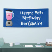 かわいいハッピーフードミキサーの台所用品の漫画 横断幕 (トレードショー)