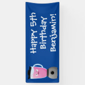 かわいいハッピーフードミキサーの台所用品の漫画 横断幕 (縦)