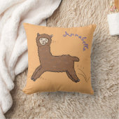 かわいいハッピーブラウンアルパカ漫画 クッション (ブランケット)