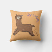 かわいいハッピーブラウンアルパカ漫画 クッション (裏面)