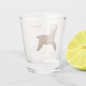 かわいいハッピーブラウンアルパカ漫画 ショットグラス (裏面)