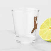 かわいいハッピーブラウンアルパカ漫画 ショットグラス (左)