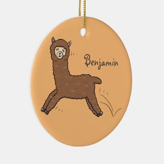 かわいいハッピーブラウンアルパカ漫画 セラミックオーナメント (右)