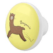 かわいいハッピーブラウンアルパカ漫画 セラミックノブ (右)