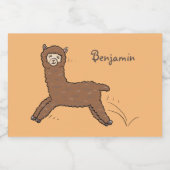 かわいいハッピーブラウンアルパカ漫画 フードラベル (シングルラベル)