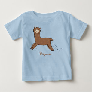 かわいいハッピーブラウンアルパカ漫画 ベビーTシャツ