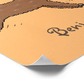 かわいいハッピーブラウンアルパカ漫画 ポスター (角)