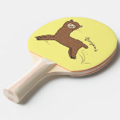 かわいいハッピーブラウンアルパカ漫画 卓球ラケット (正面アングル)