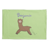 かわいいハッピーブラウンアルパカ漫画 枕カバー (裏面)