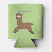 かわいいハッピーブラウンアルパカ漫画 缶クーラー (正面)