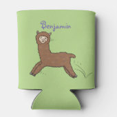 かわいいハッピーブラウンアルパカ漫画 缶クーラー (裏面)