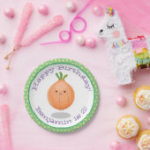 かわいいハッピーブラウンオニオンカートゥーンイラストレーション ペーパープレート (パーティー)