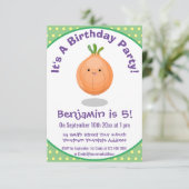 かわいいハッピーブラウンオニオンカートゥーンイラストレーション 招待状 (スタンド正面)