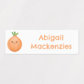 かわいいハッピーブラウンオニオングリーンの漫画パーソナライズされた ラベル (デザイン2)