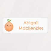 かわいいハッピーブラウンオニオングリーンの漫画パーソナライズされた ラベル (デザイン1)