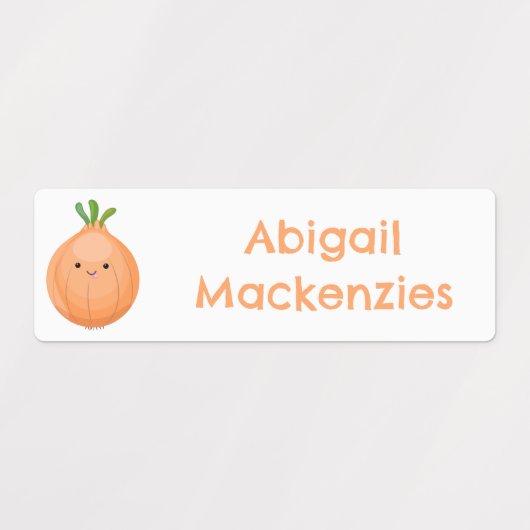 かわいいハッピーブラウンオニオングリーンの漫画パーソナライズされた ラベル (デザイン1)