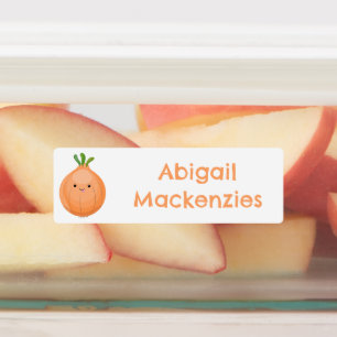 かわいいハッピーブラウンオニオングリーンの漫画パーソナライズされた ラベル