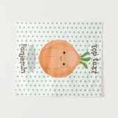 かわいいハッピーブラウンオニオングリーン漫画イラストレーション タペストリー (正面(横))