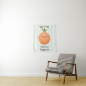 かわいいハッピーブラウンオニオングリーン漫画イラストレーション タペストリー (インサイチュ)