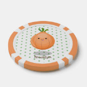 かわいいハッピーブラウンオニオングリーン漫画イラストレーション ポーカーチップ (シングル)