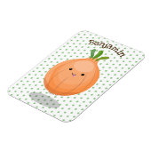 かわいいハッピーブラウンオニオングリーン漫画イラストレーション マグネット (左側)