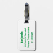 かわいいハッピーブラウンオニオングリーン漫画イラストレーション ラゲッジタグ (裏面縦)