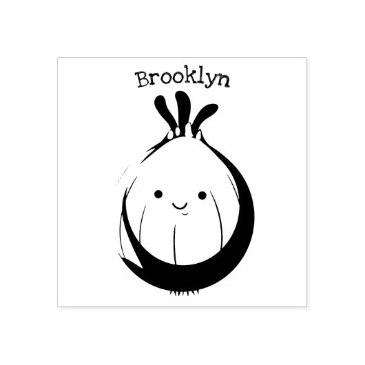 かわいいハッピーブラウンオニオングリーン漫画イラストレーション ラバースタンプ (インプリント)