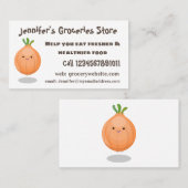 かわいいハッピーブラウンオニオングリーン漫画イラストレーション 名刺 (正面/裏面)