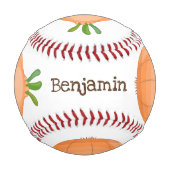 かわいいハッピーブラウンオニオングリーン漫画イラストレーション 野球ボール (裏面)