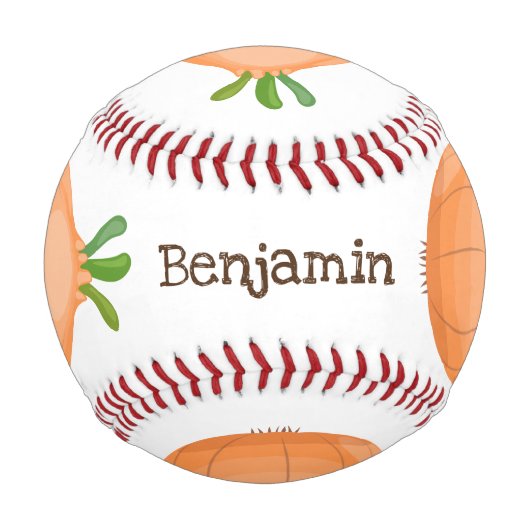 かわいいハッピーブラウンオニオングリーン漫画イラストレーション 野球ボール (正面)