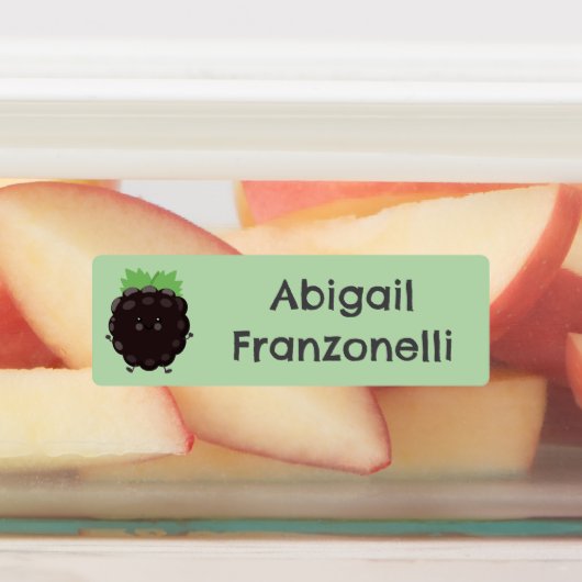 かわいいハッピーブラックベリーパーソナライズされた漫画 ラベル (貼付)