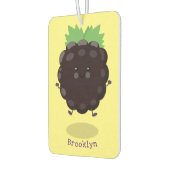 かわいいハッピーブラックベリーパープル漫画イラストレーション カーエアーフレッシュナー (左)