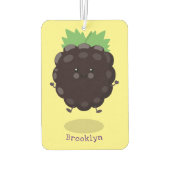 かわいいハッピーブラックベリーパープル漫画イラストレーション カーエアーフレッシュナー (裏面)