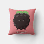 かわいいハッピーブラックベリーパープル漫画イラストレーション クッション (裏面)