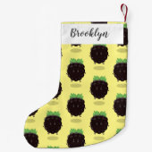 かわいいハッピーブラックベリーパープル漫画イラストレーション スモールクリスマスストッキング (裏面)