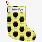 かわいいハッピーブラックベリーパープル漫画イラストレーション スモールクリスマスストッキング (正面)