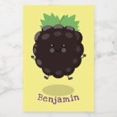 かわいいハッピーブラックベリーパープル漫画イラストレーション フードラベル (シングルラベル)