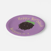 かわいいハッピーブラックベリーパープル漫画イラストレーション ペーパープレート (アングル)