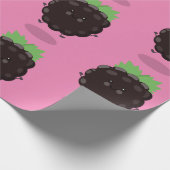 かわいいハッピーブラックベリーパープル漫画イラストレーション ラッピングペーパー (角)