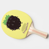 かわいいハッピーブラックベリーパープル漫画イラストレーション 卓球ラケット (横)