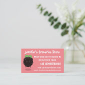 かわいいハッピーブラックベリーパープル漫画イラストレーション 名刺 (スタンド正面)