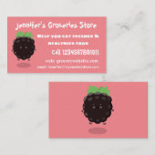 かわいいハッピーブラックベリーパープル漫画イラストレーション 名刺 (正面/裏面)