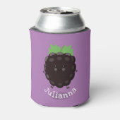 かわいいハッピーブラックベリーパープル漫画イラストレーション 缶クーラー (缶裏面)