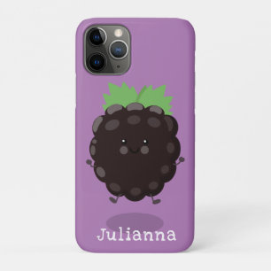 かわいいハッピーブラックベリーパープル漫画イラストレーション iPhone 11 PROケース