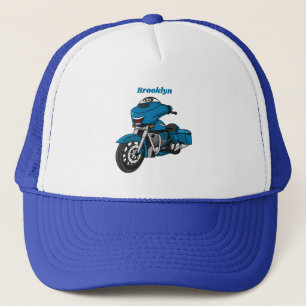 かわいいハッピーブルーのモーターサイクルアニメ キャップ